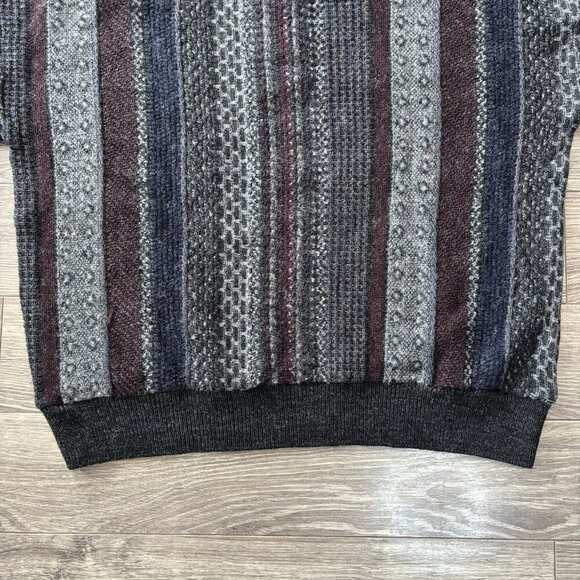 VTG Knitted Coogi Style Sweater Mens L Cooper Grand-pa Wool Pullover 90s Retro - Picture 14 of 16